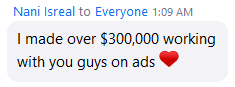 Nani: $300,000 working with you guys on ads
